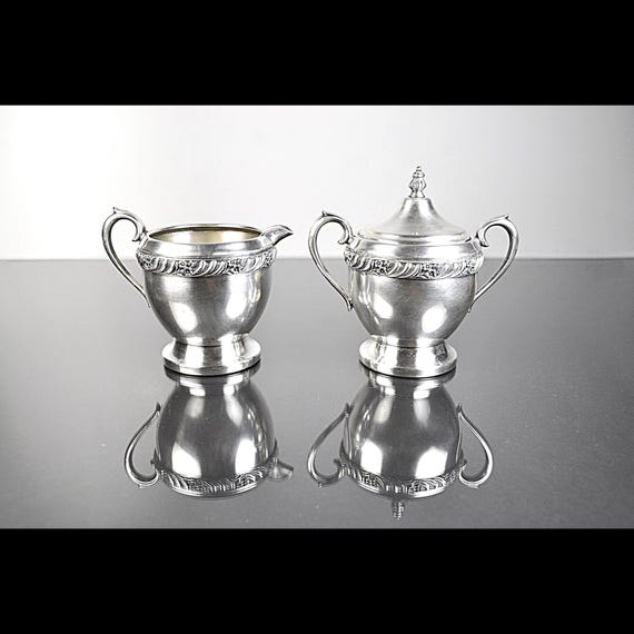 F.B. Rogers Silver Plate Sugar Bowl and Creamer Set – Pattern 1502