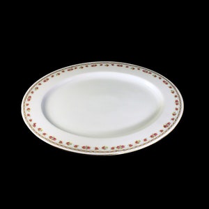 14 Inch Oval Platter, Eamag Bavaria, White, Pink Floral, Serving Platter