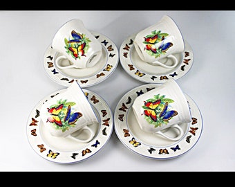 Cups and Saucers, Tabletops Unlimited, Butterflies, Set of 4