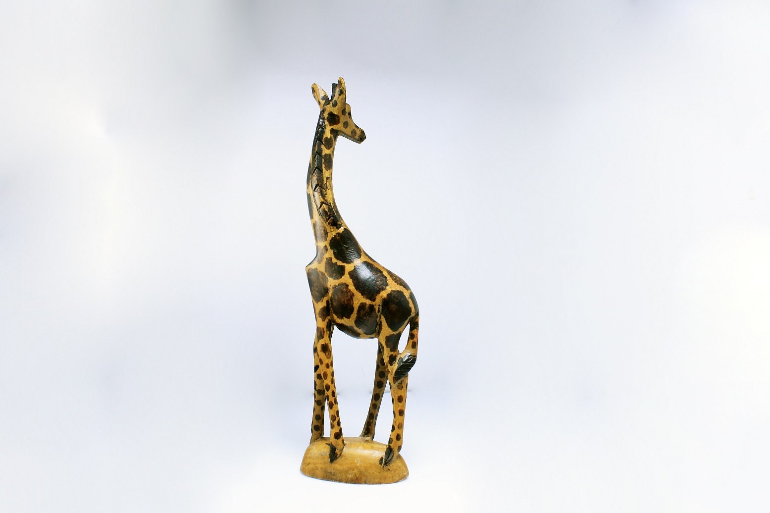 Wooden Giraffe Figurine, Made in Kenya, Hand Carved, African Art, Animal Statue, Collectible