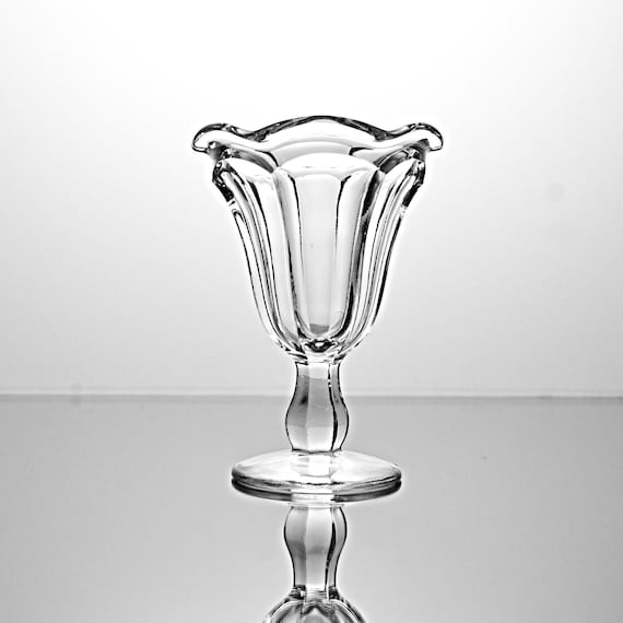 Colony Glass Footed Sundae Dish – 6 Inch Clear Paneled Dessert Glass, Excellent Condition