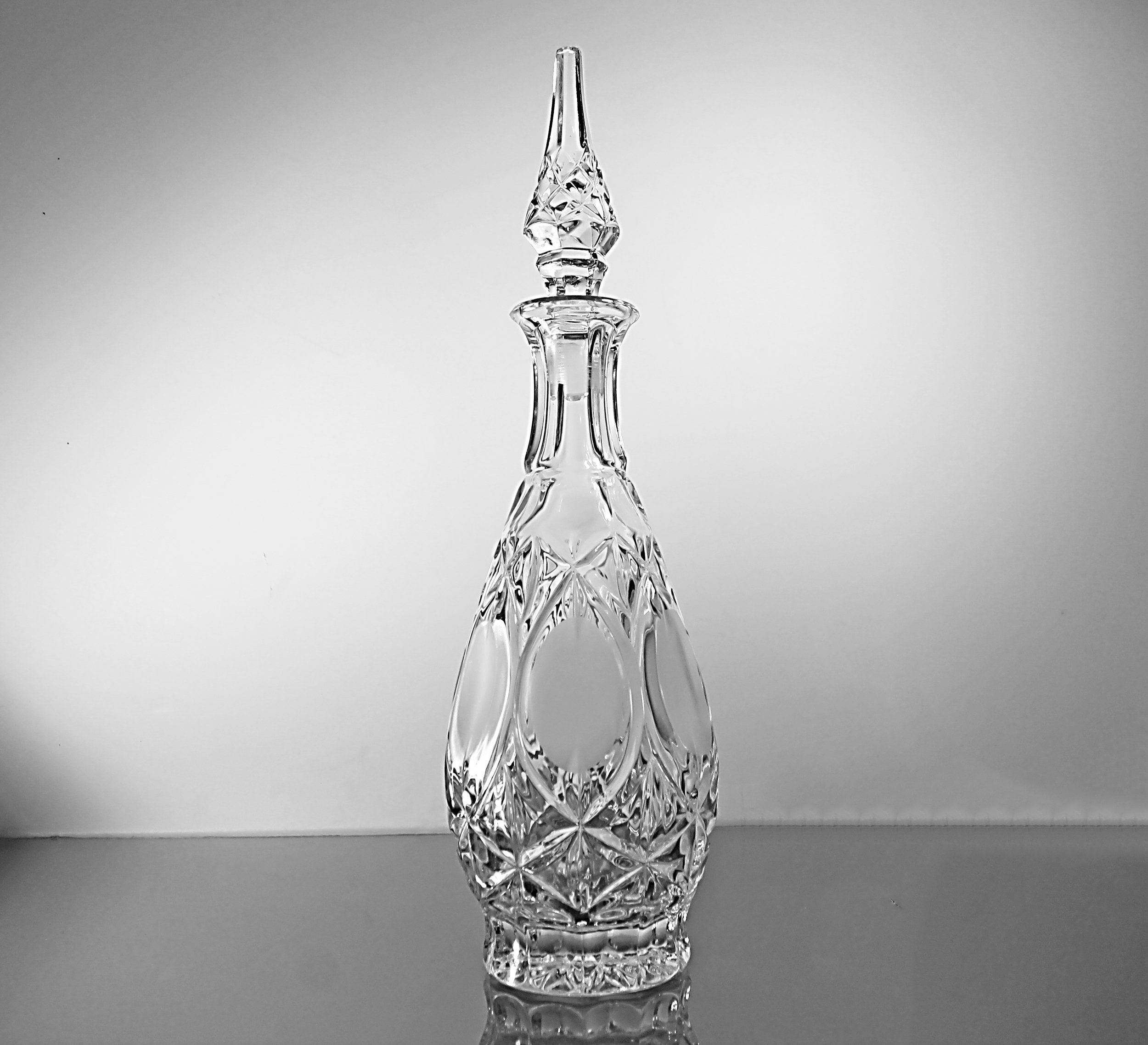 Princess House Decanter, Clear and Frosted Glass, Original Stopper, 15