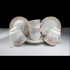 Tazas y Platillos, Mikasa, Charisma Beige, Juego de Cuatro, China Fina, Descontinuado