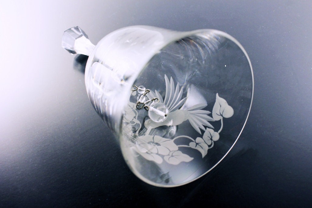 Etched Crystal Bell, Avon, Hummingbird, 24K Leaded Crystal, Crystal ...