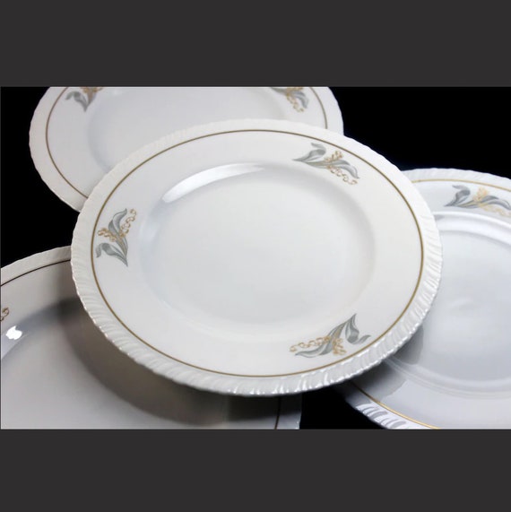 Salad Plates, Hanover Fine China, Enchantment, Lily of the Valley, Set of 4
