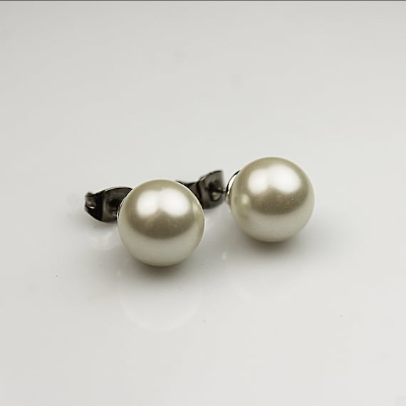 Faux Pearl Post Earrings, Silver Tone, Costume Jewelry, Unsigned, Fashion Jewelry, Woman's Gift