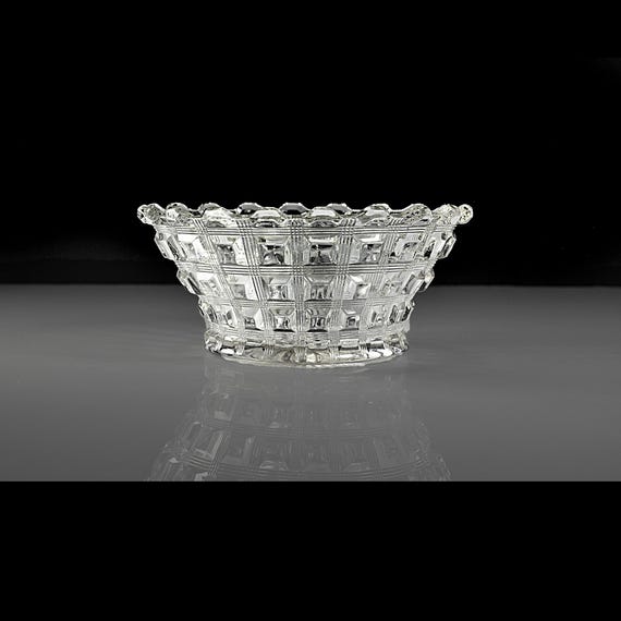 Westmoreland Waffle Block Bowl - 1920s, Six Inch Serving Bowl, Art Deco Geometric Pattern, Antique American Glassware