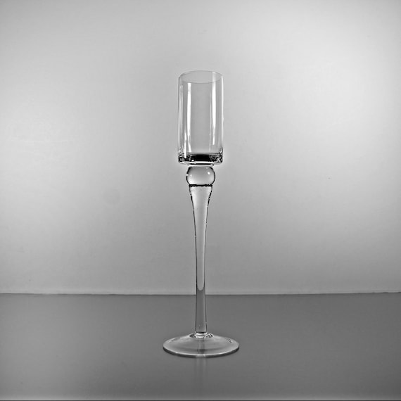 Tall Clear Glass Candlestick Holder – 11 Inch Modern Taper Candle Holder – Elegant Minimalist Table Decor