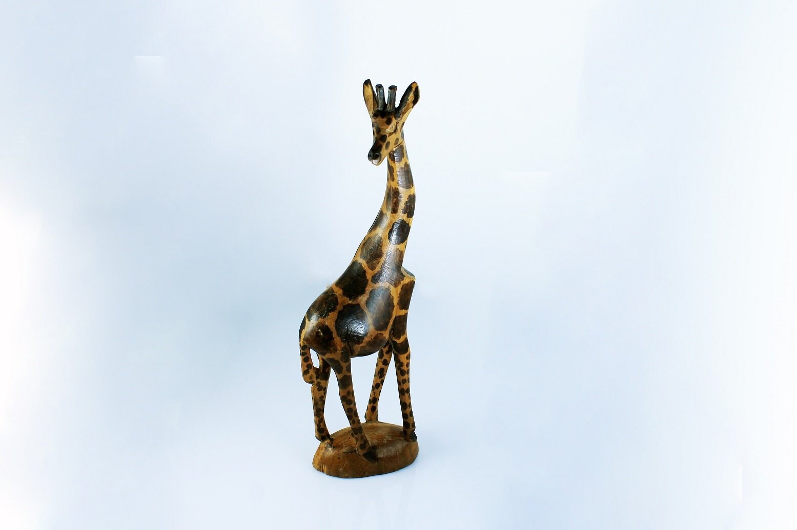Wooden Giraffe Figurine, Made in Kenya, Hand Carved, African Art