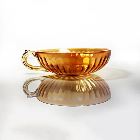 Carnival Glass Nappy, Imperial Glass, Marigold, Handled Bowl, Clear Glass, Serving Bowl, Lusterware