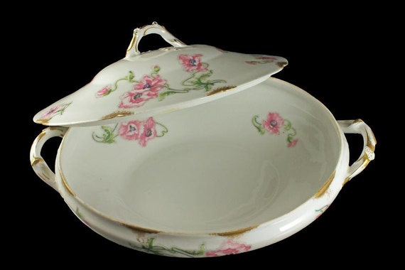 Antique Covered Vegetable Bowl, Theodore Haviland, Limoges, France