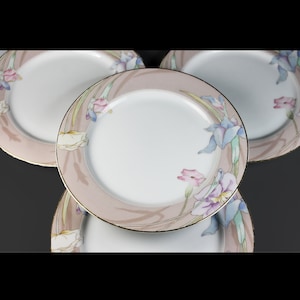 Platos de ensalada, Mikasa, Charisma Beige, porcelana marfil fina, floral, juego de 4, descatalogado