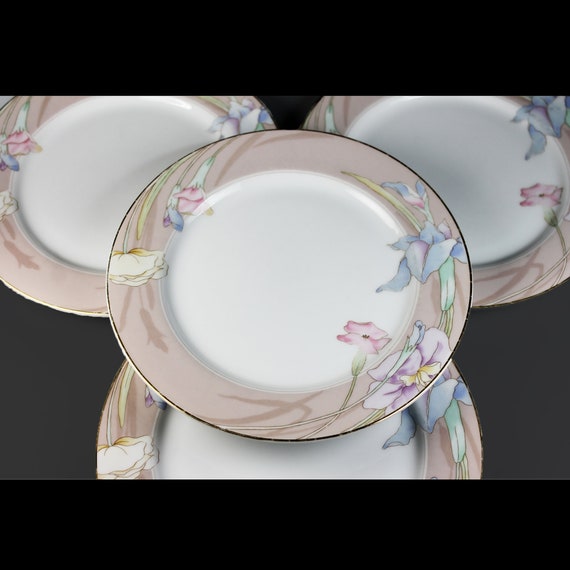 Salad Plates, Mikasa, Charisma Beige, Fine Ivory China, Floral, Set of 4, Discontinued