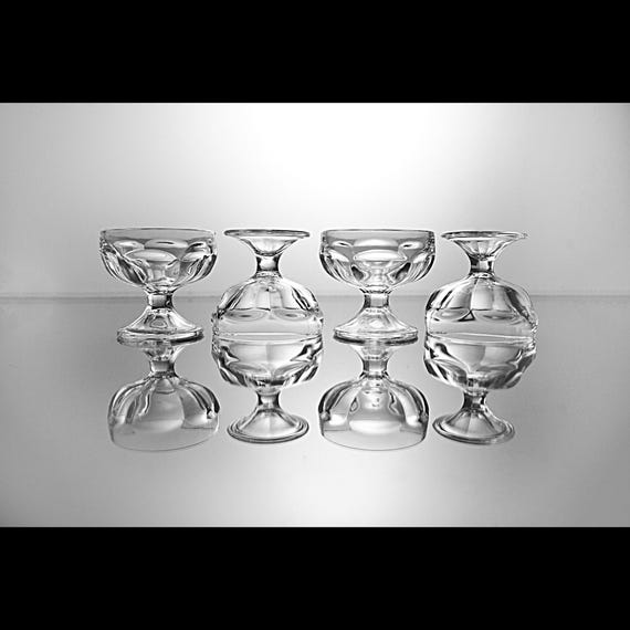 Mid Century Libbey Low Sherbet Glasses – Set of 4 Short Stem Dessert Coupes