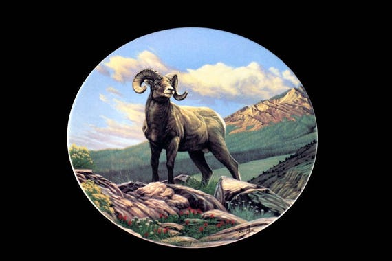 1989 Collectible Plate, Dominion China, Canada's Big Game Collection, The Bighorn Sheep, Limited Edition, Decorative Plate, New In Box