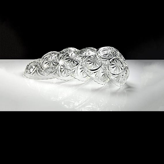Set of Five Anchor Hocking Medallion Glass Bowls – Vintage Pressed Clear Fruit/Dessert Dishes