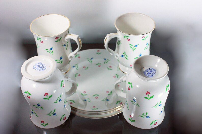 Dessert Mugs and Plates Set Royal Victoria 4 Mugs 4 Salad Etsy