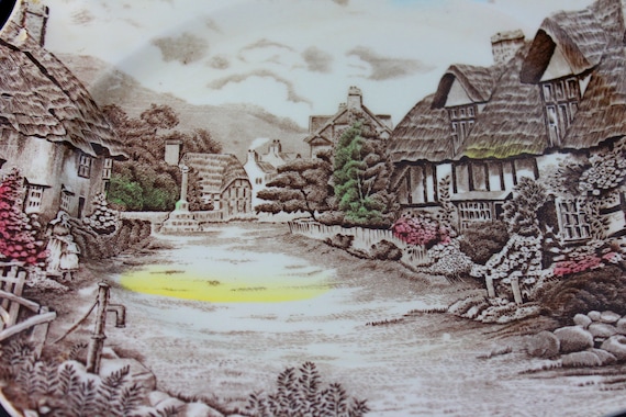 Johnson Bros Platter, Olde English Countryside, Brown Transferware