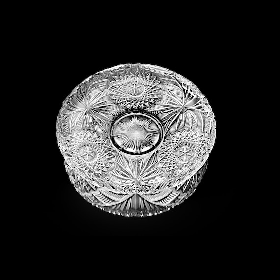 Antique Uranium Glass Fern Burst Bowl – Westmoreland EAPG Circa 1905 – Glows Green Under Blacklight – 9 Inch Pressed Glass Console Bowl