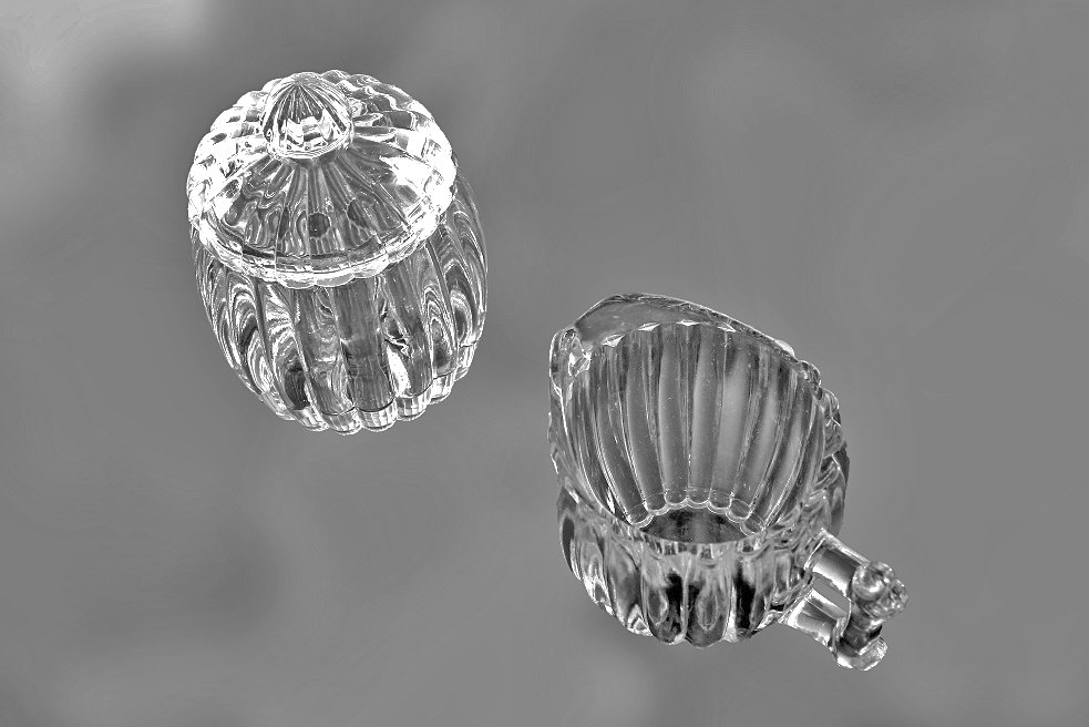 Glass Creamer, Covered Relish Jar, National Pattern