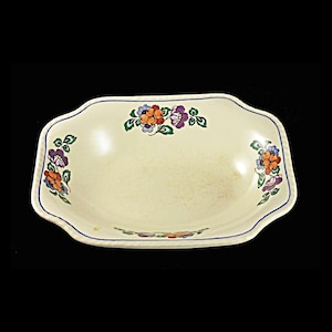 Vegetable Bowl, Steubenville Pottery, Steubenville Ivory, Square Bowl, Fruit and Flower Pattern