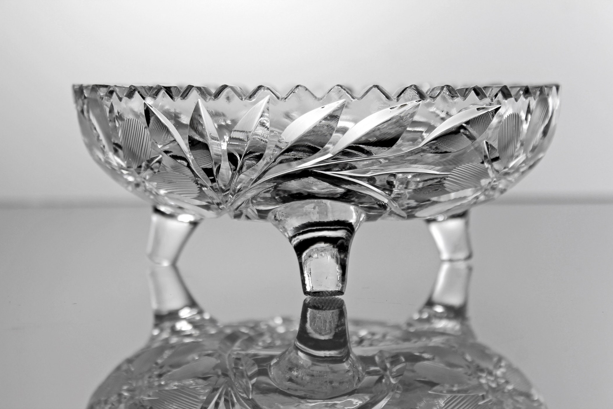 American Brilliant Footed Bowl, Antique Leaded Crystal ...