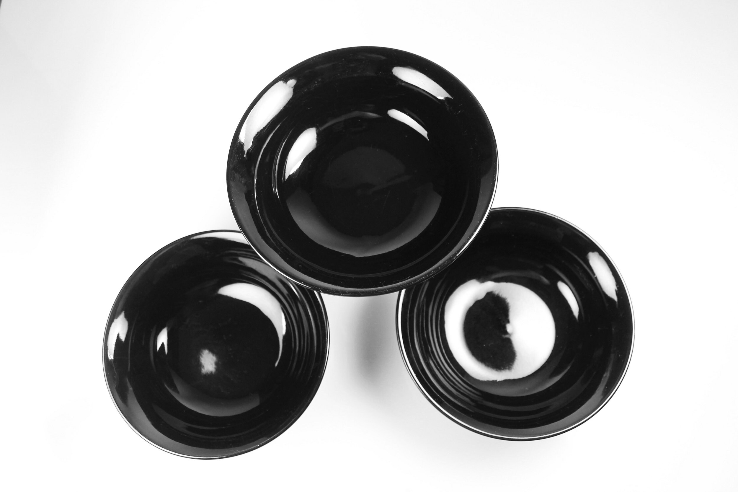 Black Cereal Bowls, Set of 3, Soup Bowls