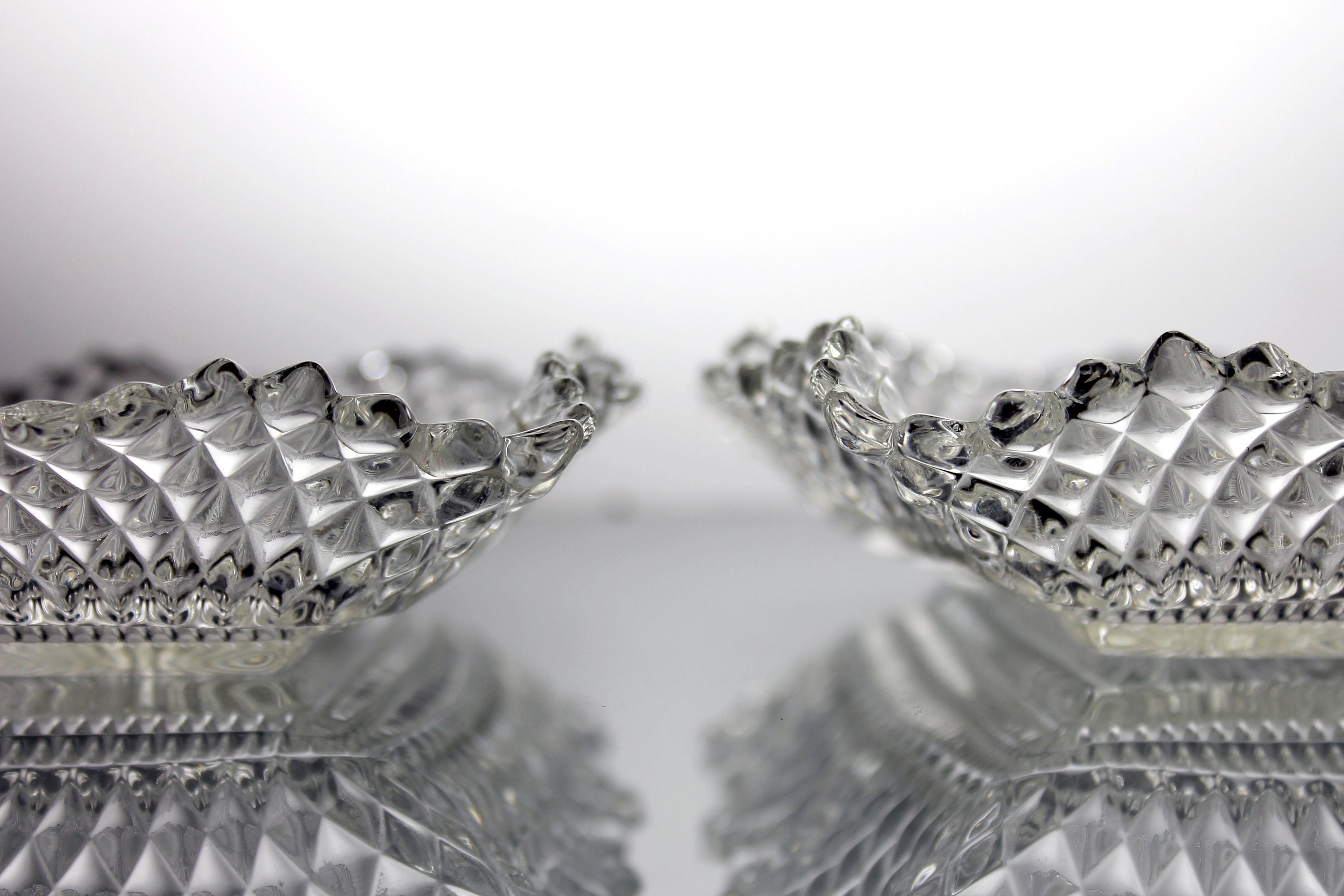 Celery Dish, Federal Glass, Traditions, Set of 2, Clear Glass, Diamond