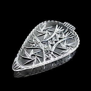 Crystal Cut Glass Tray, Irena Glass, Made in Poland, Relish Platter, Carrot Shaped, Vegetable Platter