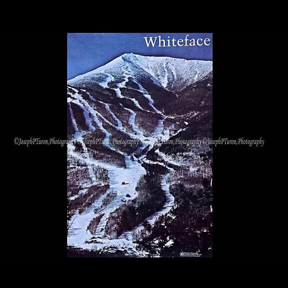 Vintage Poster, Whiteface Mountain, New York, Landscape Poster, Photography Poster, Skiing Poster, Color, Large, Adirondack Mt. Poster