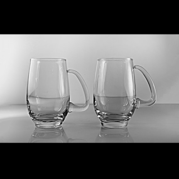 Tankard Glasses, Libbey Glass, Tempo Clear, Beer Mugs, Discontinued, Clear Glass, Set of 2, 12 Ounce