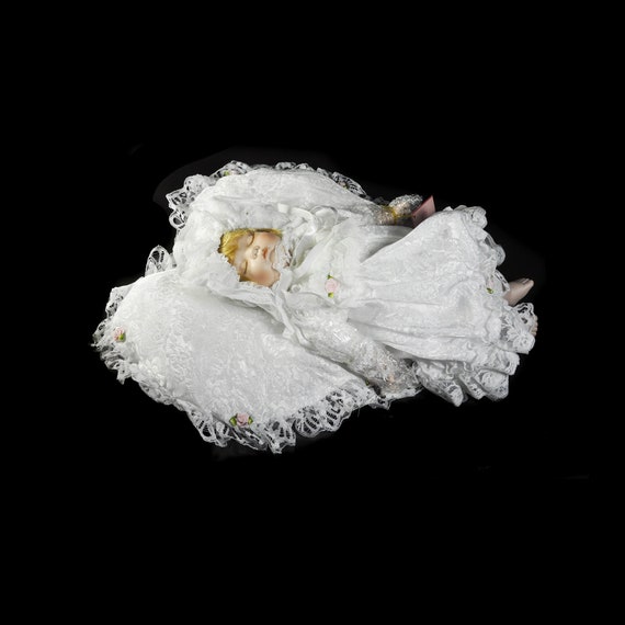 Porcelain Sleeping Baby Doll, Design Debut, Christening Doll, Display Doll, 16 Inch, Collectible