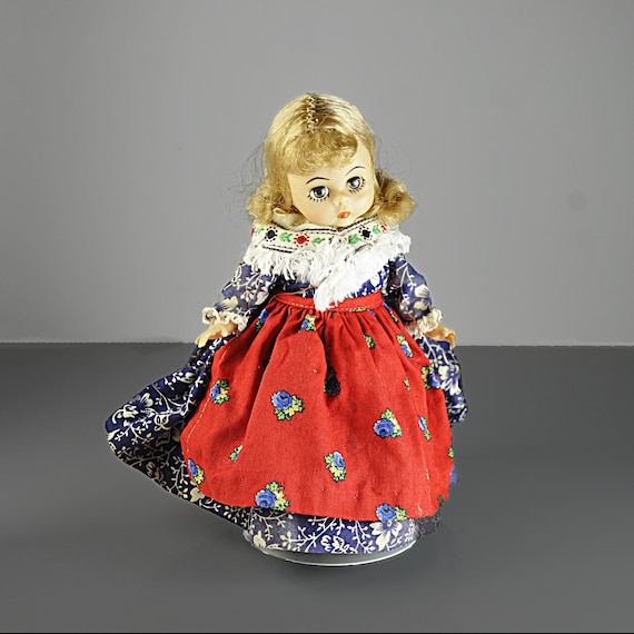 Madame Alexander “German” Doll – 8 Inch International Series – Blonde Hair, Original Outfit, Sleep Eyes, Stand Included