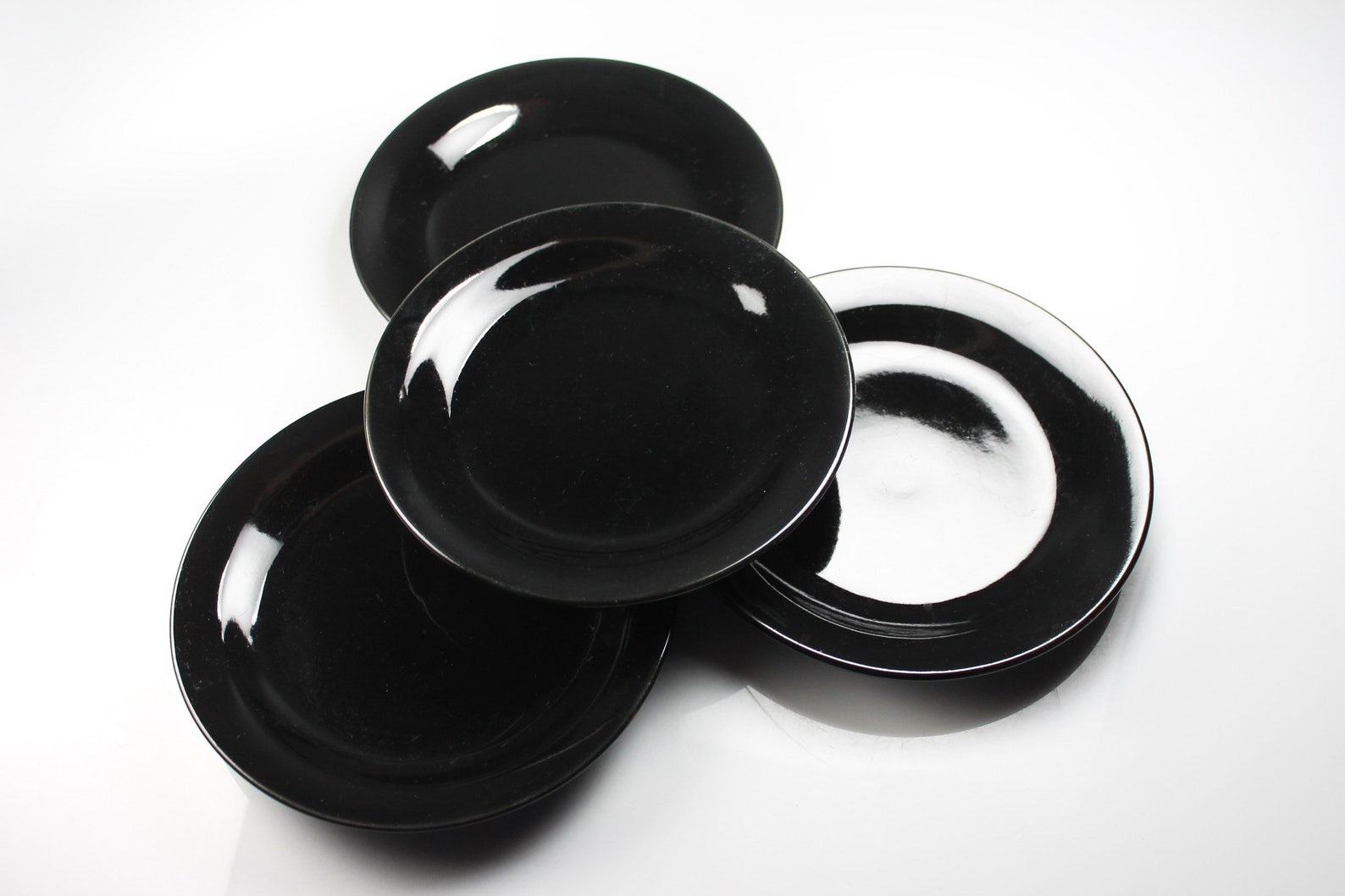Black Salad Plates Set of 4 Black Dinnerware Etsy