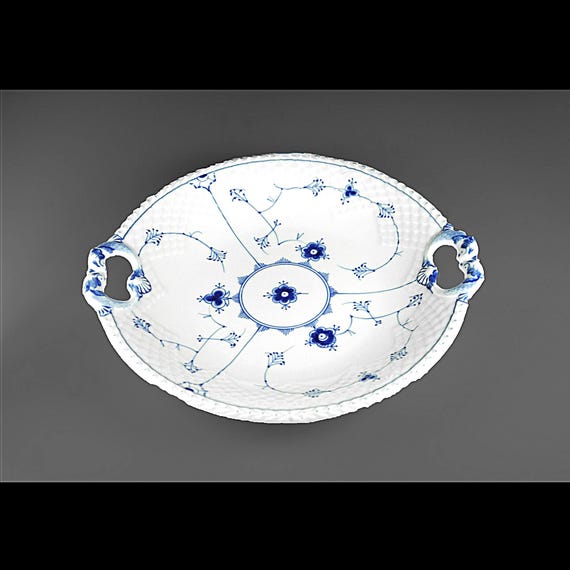 Bing & Grondahl Blue Traditional Handled Cake Plate – Danish Porcelain, 10 Inch, Vintage Copenhagen Porcelain
