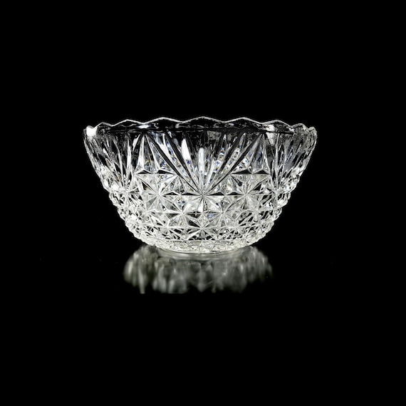 Anchor Hocking Arlington Punch Bowl – 6 Quart, Pressed Glass, Starburst Pattern, Mid-Century Party Serving Bowl