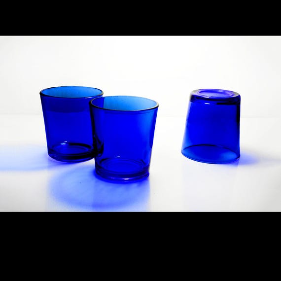 Libbey Flare Cobalt Blue Double Old-Fashioned Glasses – 12 oz Rock Glasses, Set of 3