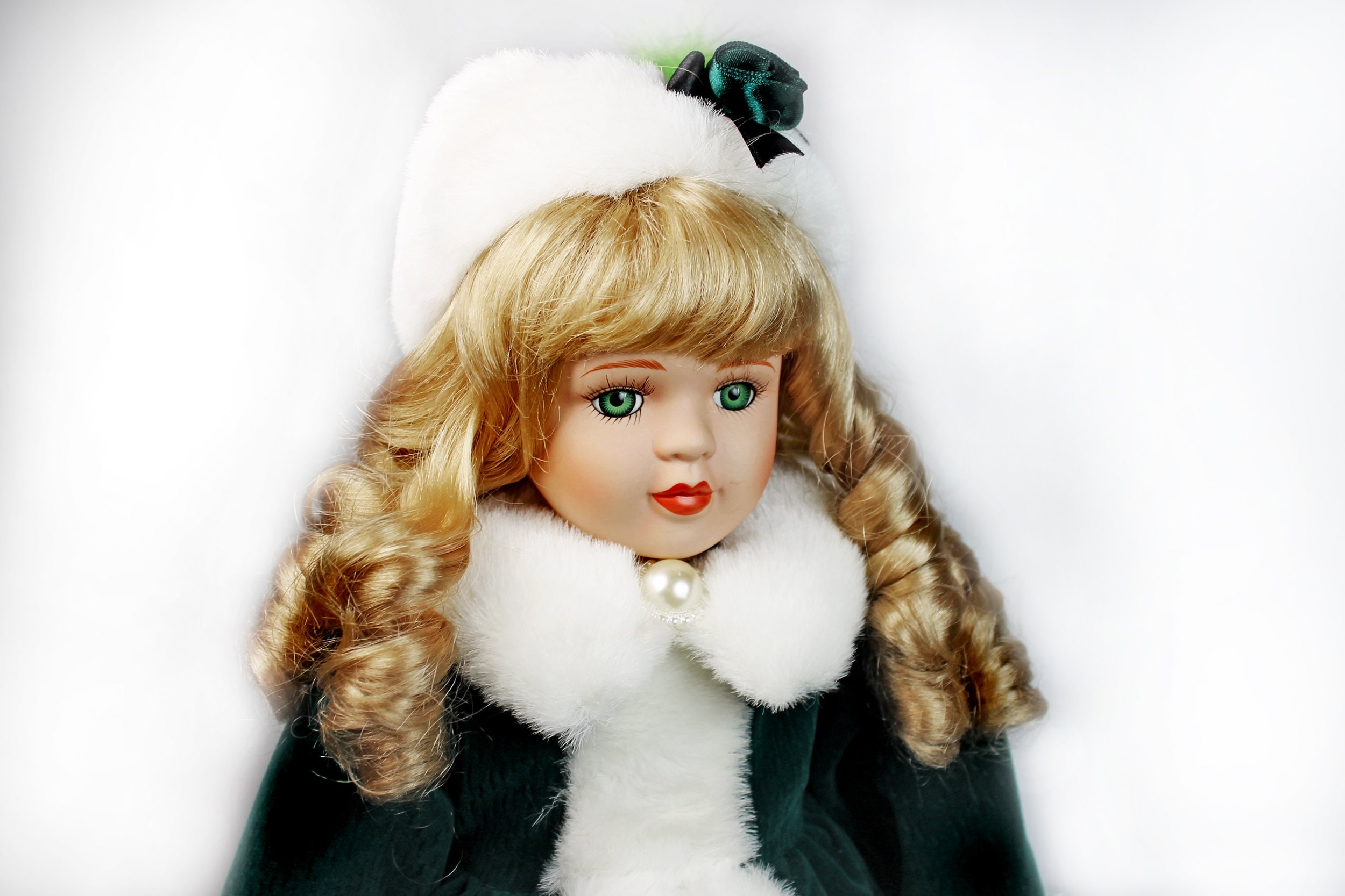 Porcelain doll sales green dress