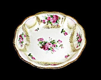 Empire China Vegetable Bowl, Fruit Bowl, Pink Rose, Gold Trim, Serving Bowl, Embossed, Centerpiece, Decorative