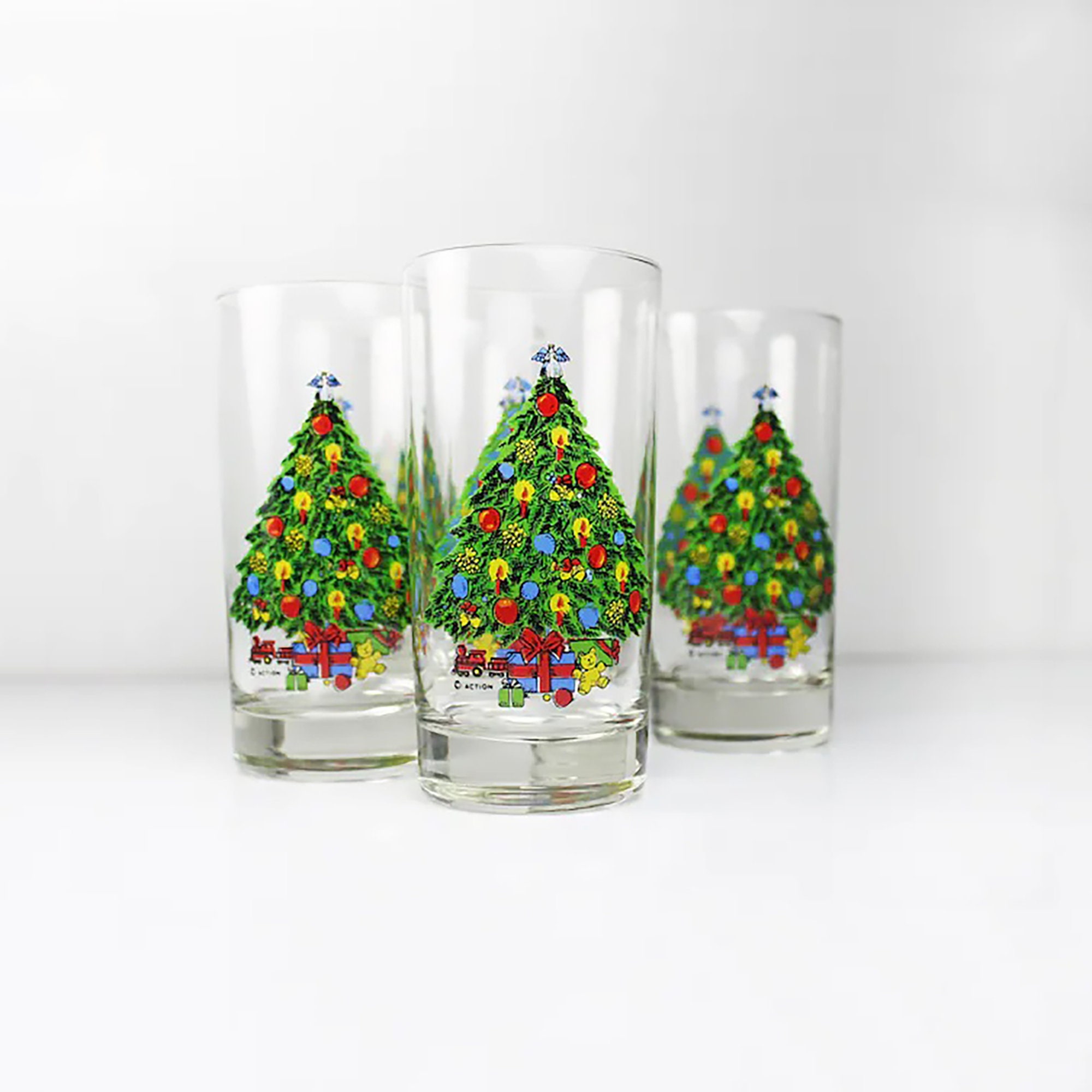 Set of 12 Christmas Tall Drinking Glasses - household items - by