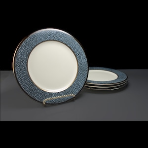Salatteller, Mikasa, Ebenholz Flair, Feines Elfenbein China, Blaue Flecken, 4er Set, Eingestellt