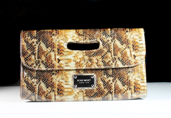 Perfecto Reunión bibliotecario Nine West Clutch Bag Envelope Bag Faux Snake Brown - Etsy España