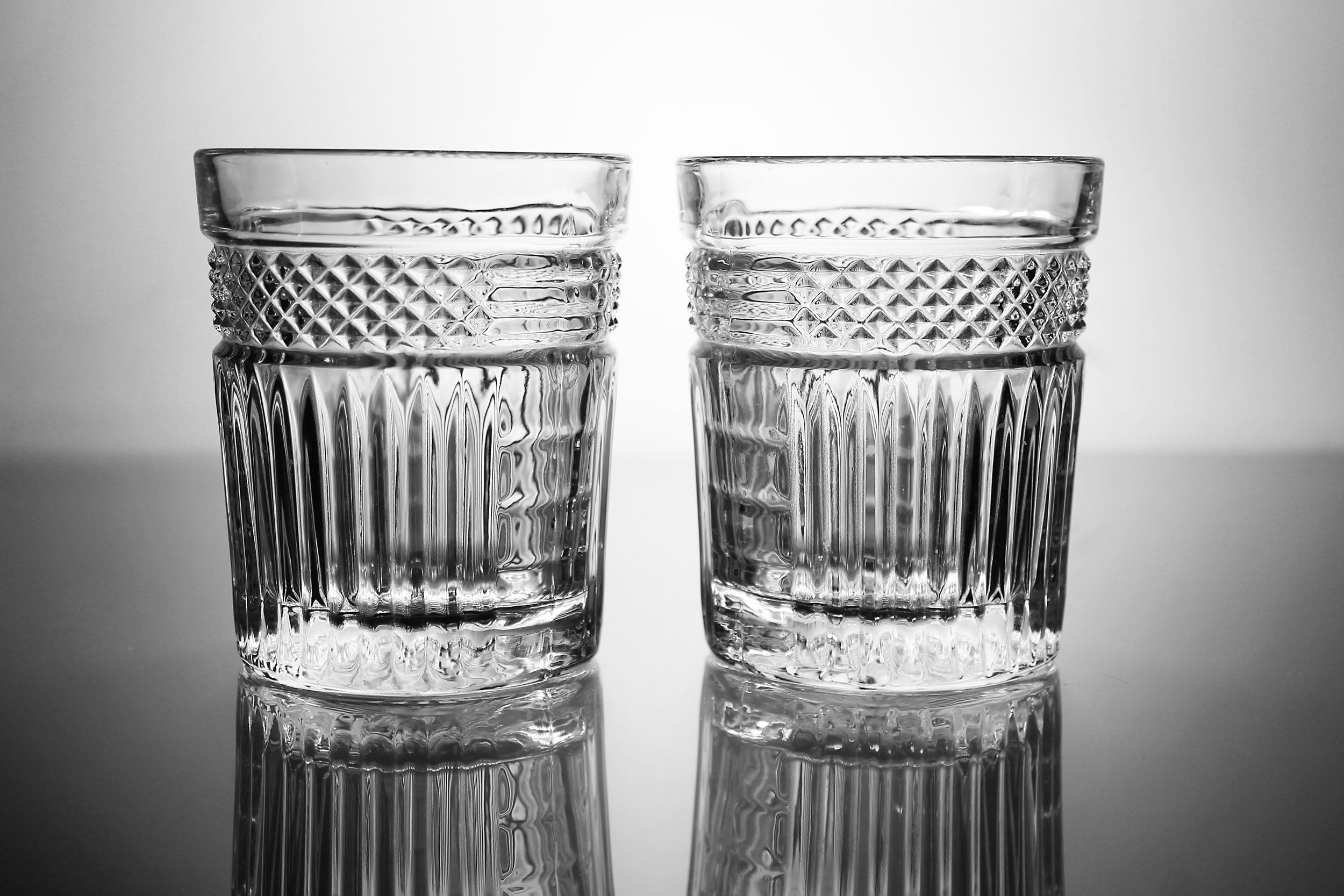 Double Old Fashion Glasses, Libbey Glass Company, Radiant, Set of 2, Barware