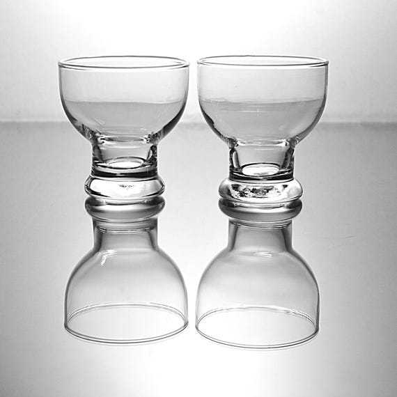 Vintage Federal Glass Pedestal Cups, Set of Two, Small Dessert Cocktail Tasting Glasses, 4oz