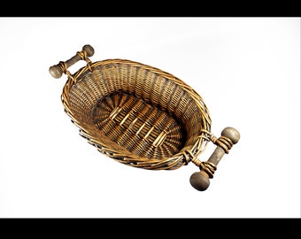 Wicker Basket with Wood Handles, Woven, Storage Basket, Home Decor, Farmhouse Decor