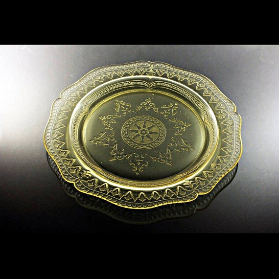 Federal Glass, Dinner Plate, Patrician Amber, Depression Glass, Etched Glass, Cake Plate, Tray