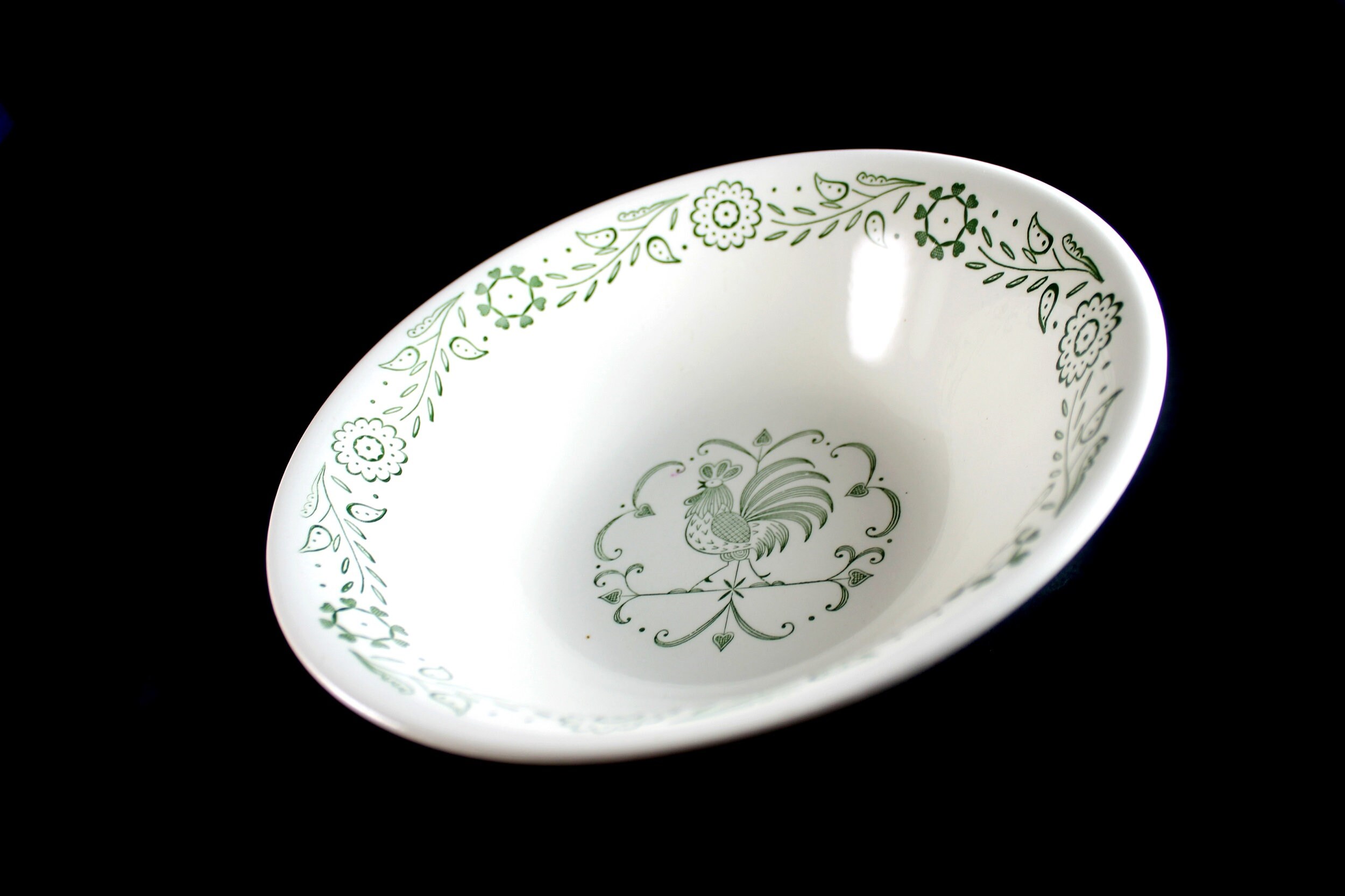 Vegetable Bowl, Scio Pottery, Provincial, Green Roster, Discontinued