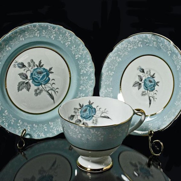 Imperial Tea Trio, Teacup, Saucer, Tea Plate. Bone China, 22 Kt. Gold Trim