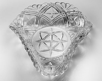 Antique EAPG Bonbon Bowl, United States Glass, Curved Sides, Candy Dish, Triangular Shape