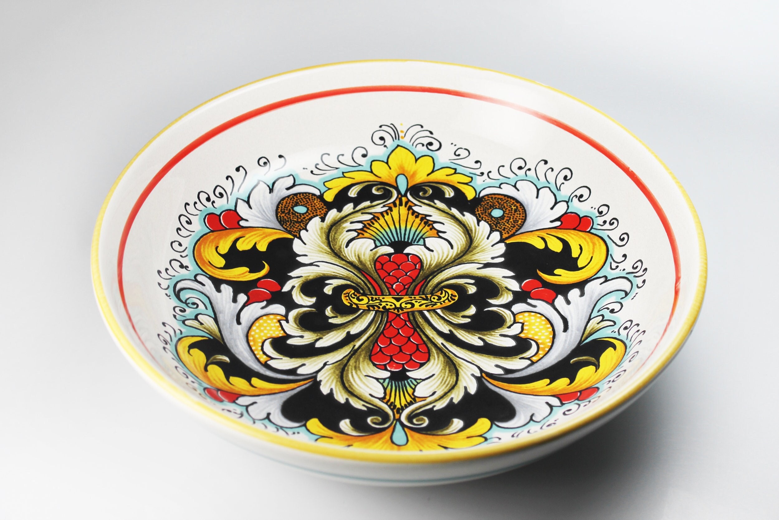 Pasta Bowl, Ceramica Nova Deruta, Made in Italy, 11 Inch, Fruit Bowl, Salad Bowl